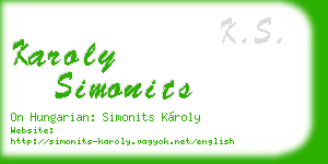 karoly simonits business card