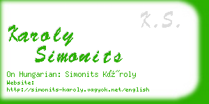 karoly simonits business card